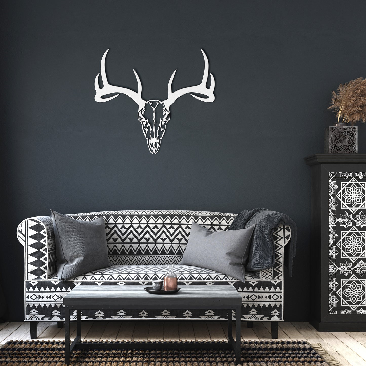Southwest Deer Skull Metal Art