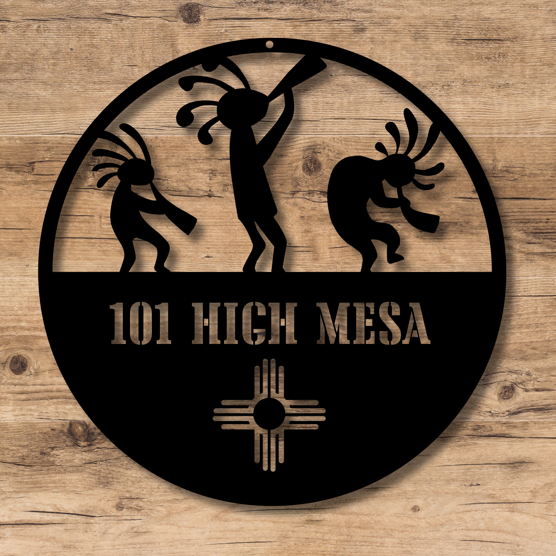 New Mexico Kokopelli Address Sign – Zia Metal Art