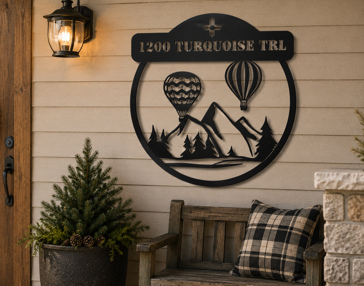 New Mexico Hot Air Balloon Metal Address Sign