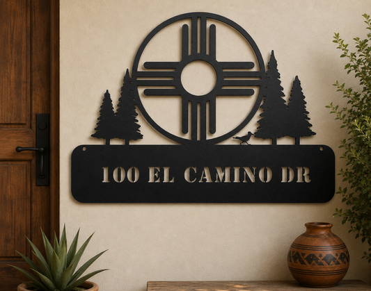 New Mexico Round Zia Address Sign